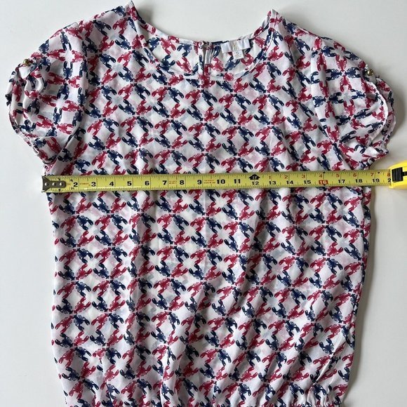 C Wonder by Christian Siriano Blouse Top Women's Size Small Lobster Print - Picture 9 of 9